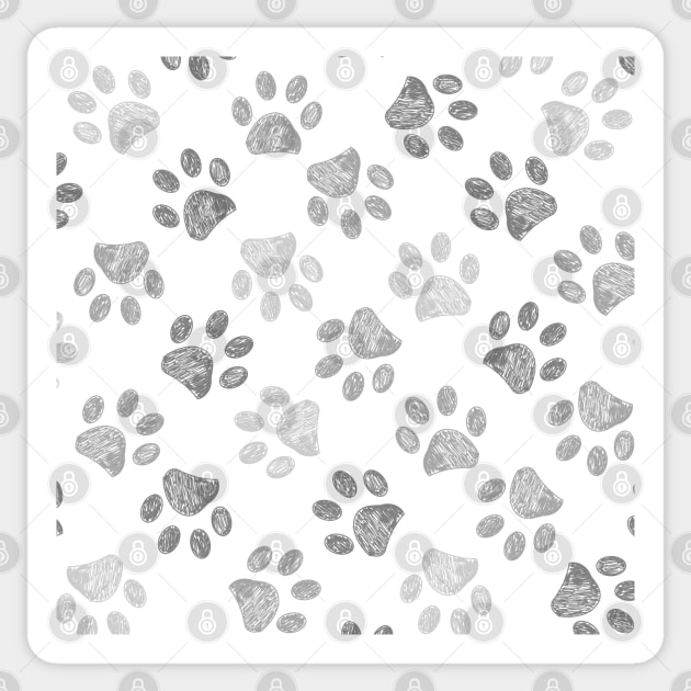 Grey doodle paw prints Sticker by GULSENGUNEL